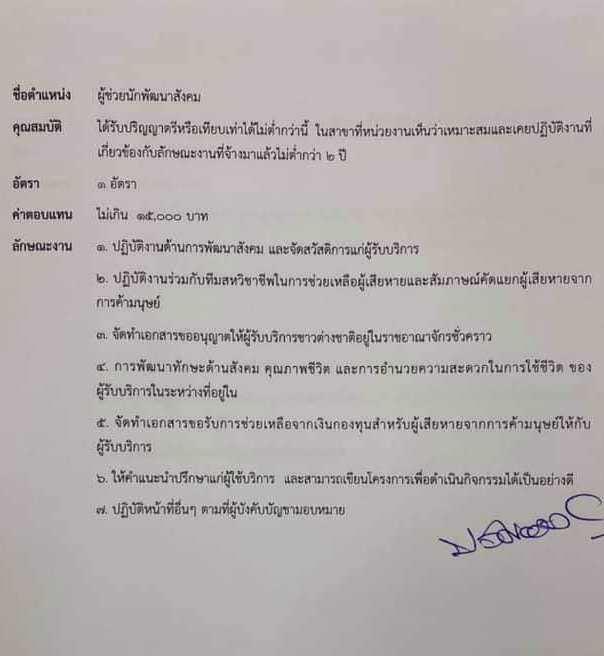 สถานคุ้มครองสวัสดิกาพผู้เสียหายจากการค้ามนุษย์ จังหวัดสงขลา รับสมัครบุคคลเพื่อคัดเลือกเป็นพนักงานจ้างเหมาบริการ จำนนว 12 อัตรา (วุฒิ ม.ปลาย ปวช. ปวส. ป.ตรี) รับสมัครสอบตั้งแต่วันที่ 2-6 ต.ค. 2563