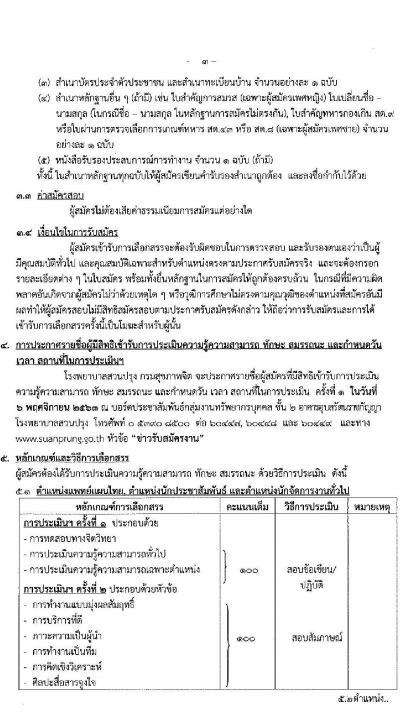 โรงพยาบาลสวนปรุง กรมสุขภาพจิต รับสมัครบุคคลเพื่อเลือกสรรเป็นพนักงานกระทรวงสาธารณสุขทั่วไป จำนวน 7 ตำแหน่ง 31 อัตรา (วุฒิ  ม.ต้น ม.ปลาย ปวช. ป.ตรี) รับสมัครสอบตั้งแต่วันที่ 22-29 ต.ค. 2563