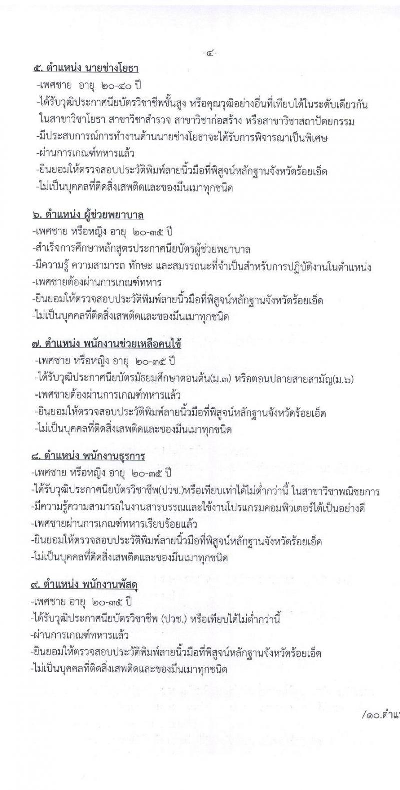 โรงพยาบาลร้อยเอ็ด รับสมัครสอบคัดเลือกเพื่อขึ้นบัญชีเป็นลูกจ้างชั่วคราว จำนวน 18 ตำแหน่ง 41 อัตรา (วุฒิ ม.ต้น ม.ปลาย ปวช. ปวส. ป.ตรี) รับสมัครตั้งแต่วันที่ 16 พ.ย. – 4 ธ.ค. 2563