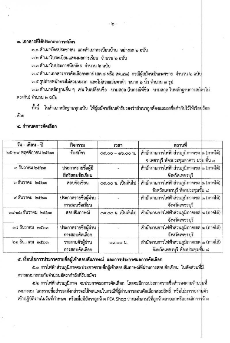 การไฟฟ้าส่วนภูมิภาคเขต 1 (ภาคใต้) รับสมัครสอบคัดเลือกบุคคลภายนอกเพื่อเข้าปฏิบัติงานเป็นลูกจ้าง จำนวน 16 อัตรา (วุฒิ ปวช. ปวส.) รับสมัครสอบตั้งแต่วันที่ 25-27 พ.ย. 2563