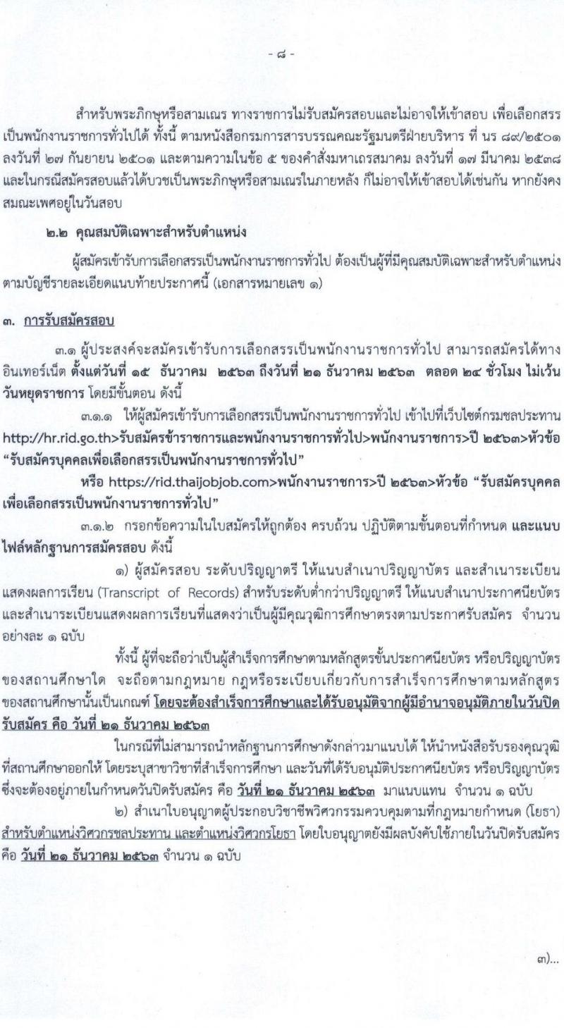 กรมชลประทาน รับสมัครบุคคลเพื่อเลือกสรรเป็นพนักงานราชการทั่วไป จำนวน 22 ตำแหน่ง 402 อัตรา (วุฒิ ปวส. ป.ตรี) รับสมัครสอบทางอินเทอร์เน็ต ตั้งแต่วันที่ 15-21 ธ.ค. 2563