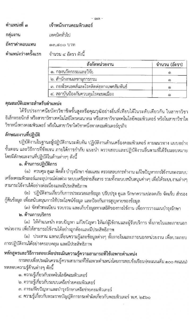 กรมควบคุมโรค รับสมัครบุคคลเพื่อเลือกสรรเป็นพนักงานราชการทั่วไป จำนวน 3 ตำแหน่ง 18 อัตรา (วุฒิ ปวส. ป.ตรี) รับสมัครสอบทางอินเทอร์เน็ต ตั้งแต่วันที่ 21 ธ.ค. 63 – 4 ม.ค. 64