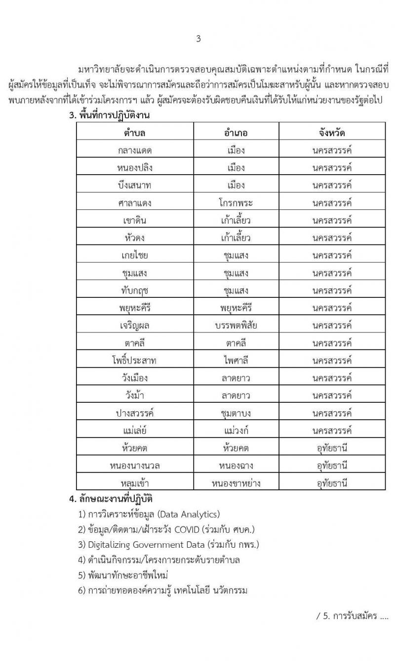 มหาวิทยาลัยราชภัฏนครสวรรค์ รับสมัครบุคคลเพื่อจ้างเหมาบริการตามโครงการยกระดับเศรษฐกิจและสังคมรายตำบล (1 ตำบล 1 มหาวิทยาลัย) จำนวน 400 อัตรา (บุคคลทั่วไป, นักศึกษา, บัณฑิตจบใหม่) รับสมัครตั้งแต่วันที่ 7-14 ธ.ค. 2563