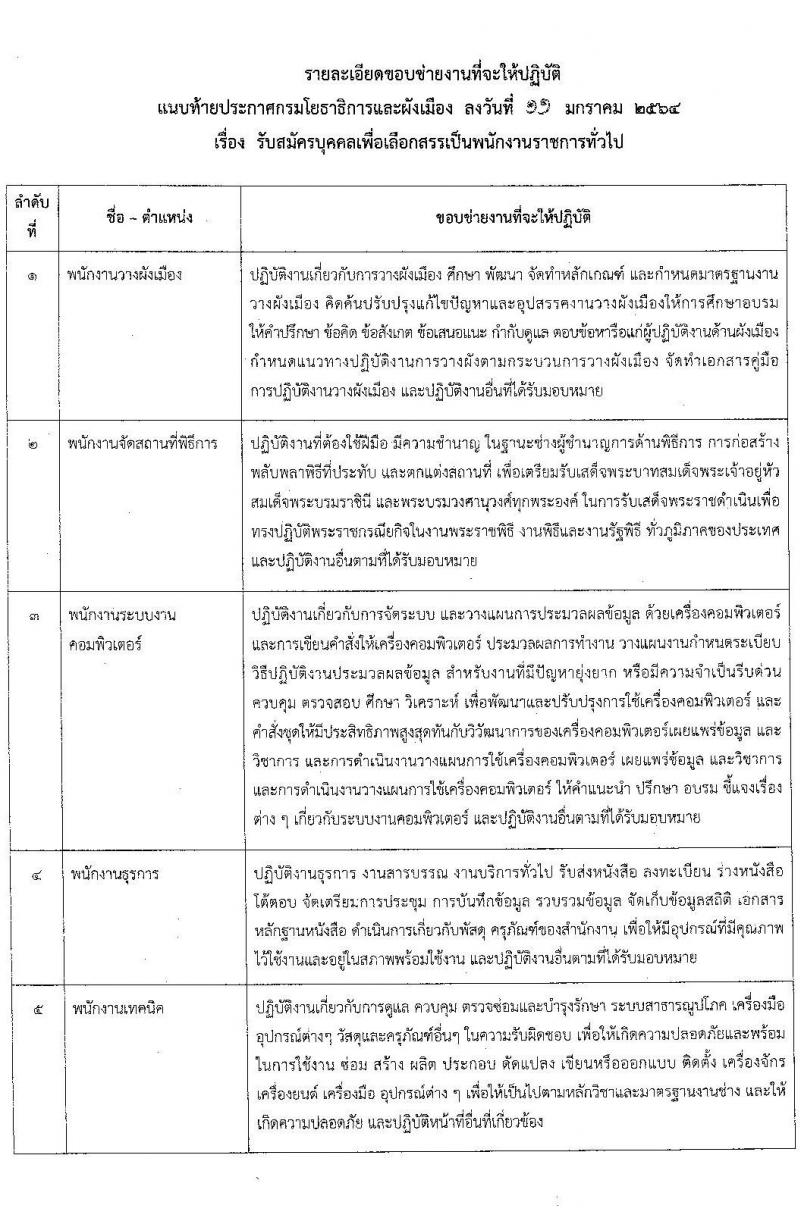 กรมโยธาธิการและผังเมือง รับสมัครบุคคลเพื่อเลือกสรรเป็นพนักงานราชการทั่วไป จำนวน 5 อัตรา (วุฒิ ปวส. ป.ตรี ป.โท) รับสมัครสอบทางอินเทอร์เน็ต ตั้งแต่วันที่ 25 ม.ค. – 4 ก.พ. 2564