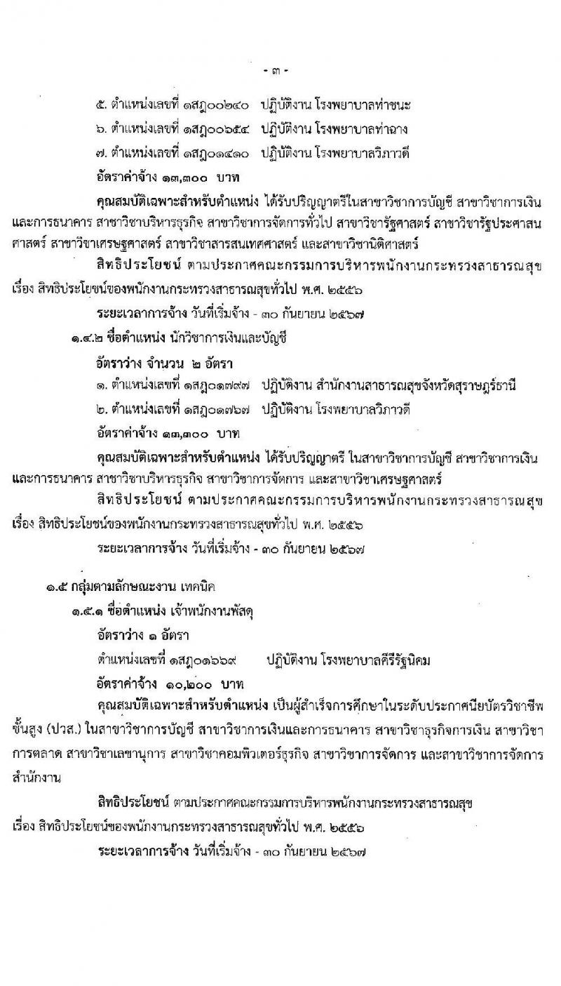สำนักงานสาธารณสุขจังหวัดสุราษฎร์ธานี รับสมัครบุคคลเพื่อเลือกสรรเป็นพนักงานกระทรวงสาธารณสุขทั่วไป จำนวน 22 อัตรา (วุฒิ ม.ต้น ม.ปลาย ปวช.ปวส. ป.ตรี) รับสมัครสอบทางอินเทอร์เน็ต ตั้งแต่วันที่ 8-12 ก.พ. 2564
