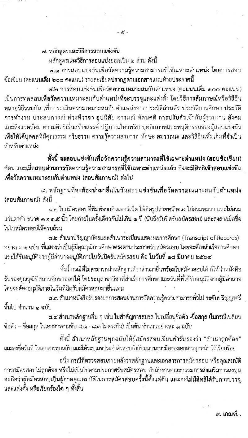 สำนักงานคณะกรรมการส่งเสริมการลุงทุน รับสมัครสอบแข่งขันเพื่อบรรจุและแต่งตั้งบุคคลเข้ารับราชการ ตำแหน่ง นักวิชาการส่งเสริมการลงทุนปฏิบัติ (วุฒิ ป.ตรี) ครั้งแรก 20 อัตรา รับสมัครสอบทางอินเทอร์เน็ต ตั้งแต่วันที่ 25 ก.พ. – 18 มี.ค. 2564