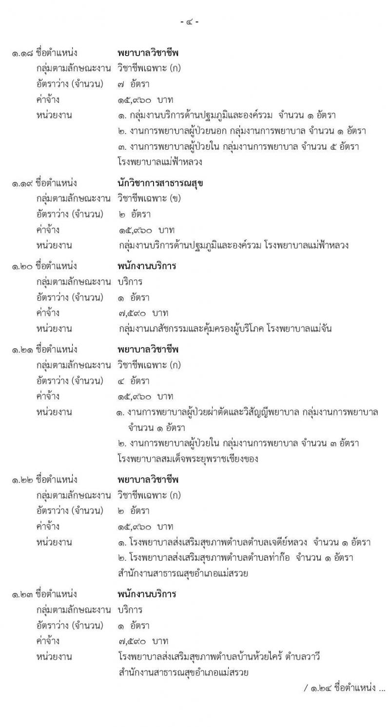 สาธารณสุขจังหวัดเชียงราย รับสมัครบุคคลเพื่อสรรหาและเลือกสรรเป็นพนักงานกระทรวงสาธารณสุขทั่วไป จำนวน 29 ตำแหน่ง ครั้งแรก 45 อัตรา (วุฒิ ม.3 ม.6 ปวช. ปวส. ป.ตรี) รับสมัครสอบตั้งแต่วันที่ 9-16 มี.ค. 2564