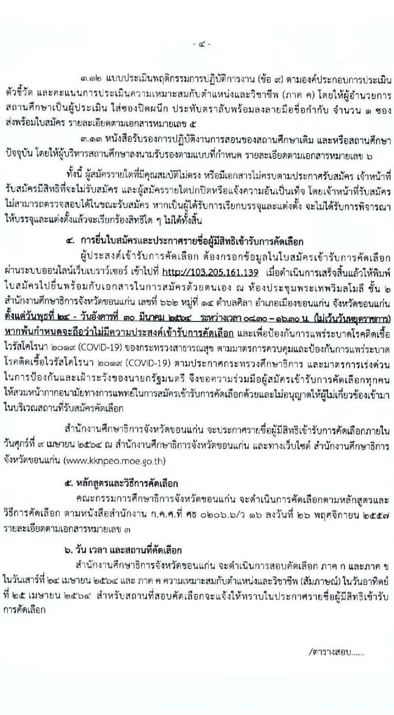 ศึกษาธิการจังหวัดขอนแก่น รับสมัครคัดเลือกบุคคลเพื่อบรรจุและแต่งตั้งบุคคลเข้ารับราชการครูและบุคลากรทางการศึกษา จำนวนครั้งแรก 107 อัตรา (วุฒิ ป.ตรี ทางการศึกษา) รับสมัครสอบทางอินเทอร์เน็ต ตั้งแต่วันที่ 23-30 มี.ค. 2564