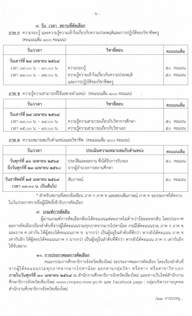 ศึกษาธิการจังหวัดเชียงใหม่ รับสมัครคัดเลือกบุคคลเพื่อบรรจุและแต่งตั้งบุคคลเข้ารับราชการครูและบุคลากรทางการศึกษา จำนวนครั้งแรก 83 อัตรา (วุฒิ ป.ตรี ทางการศึกษา) รับสมัครสอบทางอินเทอร์เน็ต ตั้งแต่วันที่ 23-30 มี.ค. 2564
