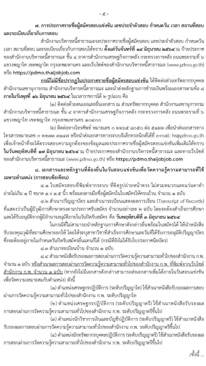 สำนักงานบริหารหนี้สาธารณะ รับสมัครสอบแข่งขันเพื่อบรรจุและแต่งตั้งบุคคลเข้ารับราชการ จำนวน 4 ตำแหน่ง ครั้งแรก 13 อัตรา (วุฒิ ป.ตรี ป.โท) รับสมัครสอบทางอินเทอร์เน็ต ตั้งแต่วันที่ 11 พ.ค. – 3 มิ.ย. 2564