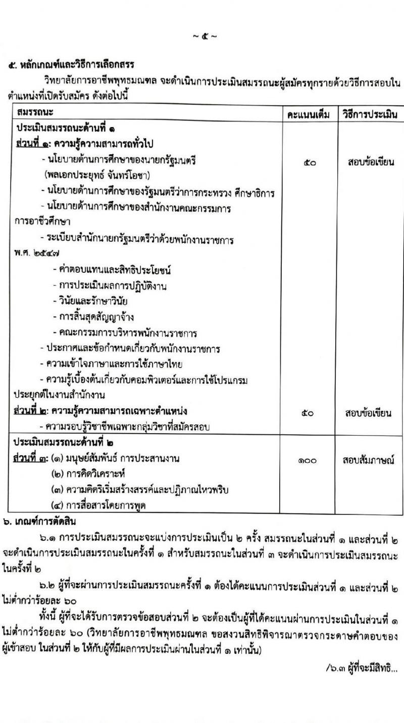 วิทยาลัยการอาชีพพุทธมณฑล รับสมัครบุคคลเพื่อเลือกสรรเป็นพนักงานราชการทั่วไป จำนวน 5 อัตรา (วุฒิ ป.ตรี) รับสมัครสอบตั้งแต่วันที่ 27 พ.ค. – 2 มิ.ย. 2564