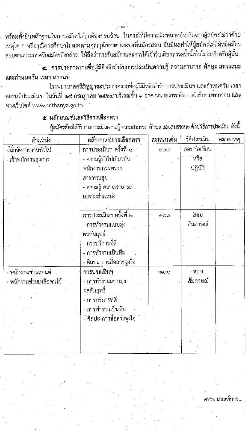โรงพยาบาลศรีธัญญา รับสมัครบุคคลเพื่อเลือกสรรเป็นพนักงานกระทรวงสาธารณสุขทั่วไป จำนวน 4 ตำแหน่ง 7 อัตรา (วุฒิ ม.ต้น ม.ปลาย ปวช. ป.ตรี) รับสมัครตั้งแต่วันที่ 14-30 มิ.ย. 2564