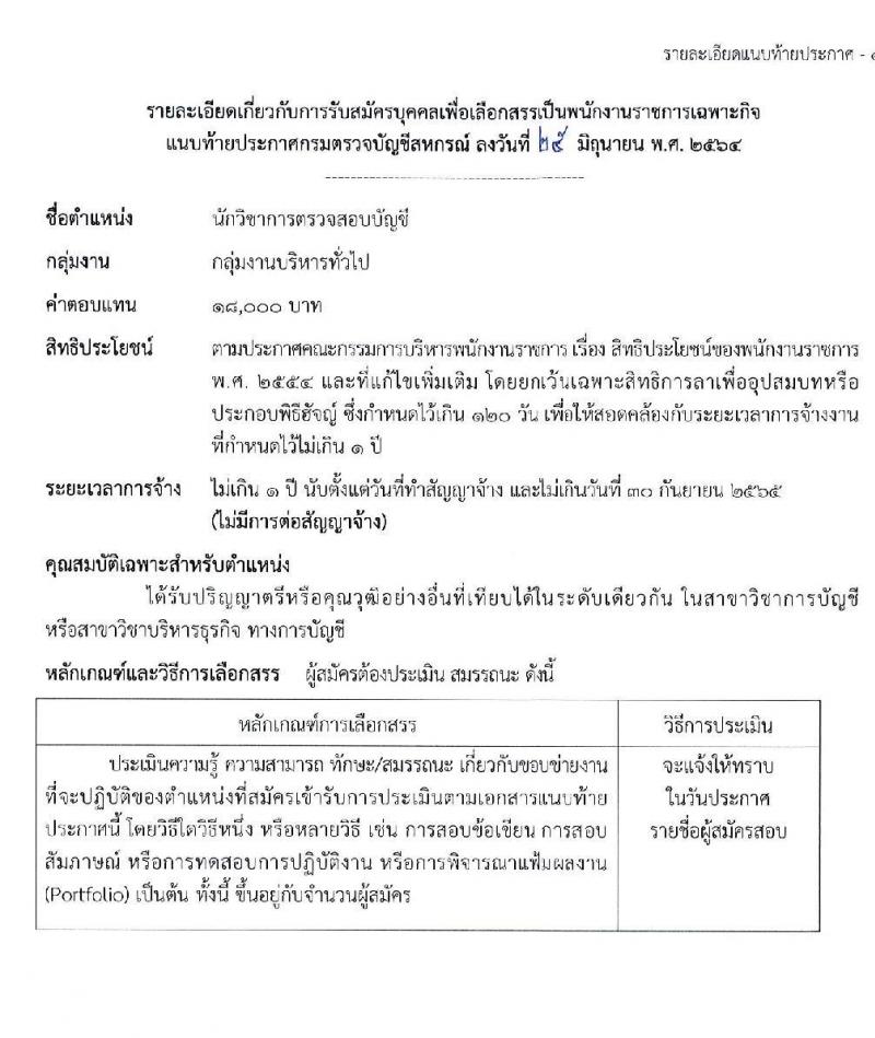 กรมตรวจบัญชีสหกรณ์ รับสมัครบุคคลเพื่อเลือกสรรเป็นพนักงานราชการเฉพาะกิจ จำนวน 60 อัตรา (วุฒิ ป.ตรี) รับสมัครสอบทางอินเทอร์เน็ต ตั้งแต่วันที่ 12-16 ก.ค. 2564
