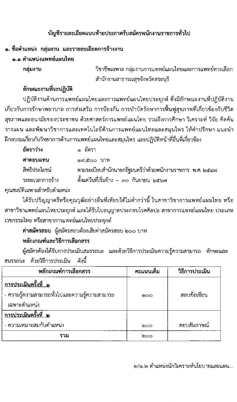 สำนักงานสาธารณสุขจังหวัดสระบุรี รับสมัครบุคคลเพื่อเลือกสรรเป็นพนักงานราชการทั่วไป จำนวน 7 ตำแหน่ง 17 อัตรา (วุฒิ ป.ตรี) รับสมัครสอบตั้งแต่วันที่ 6-13 ก.ค. 2564