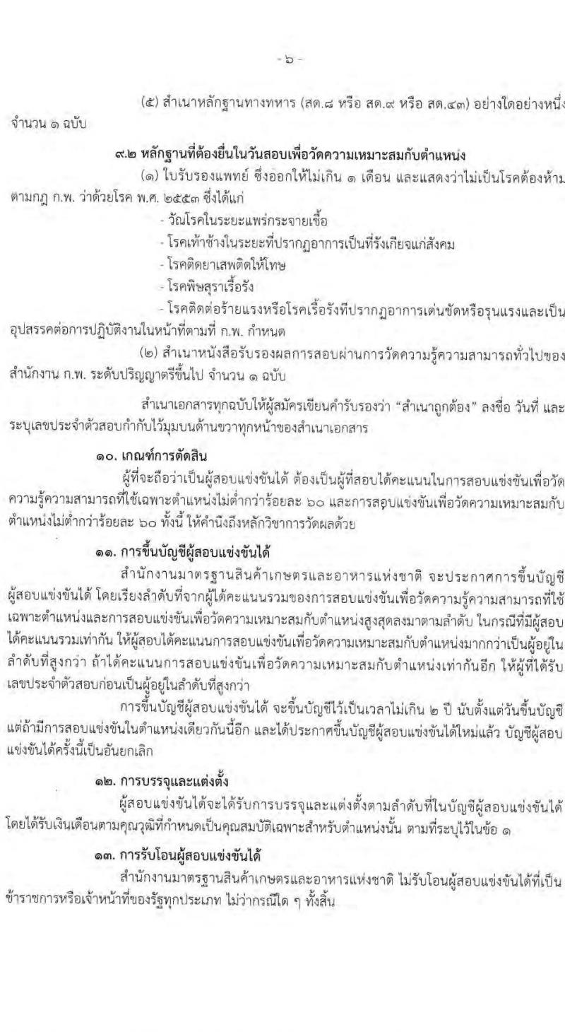 สำนักงานมาตรฐานสินค้าเกษตรและอาหารแห่งชาติ รับสมัครสอบแข่งขันเพื่อบรรจุและแต่งตั้งบุคคลเข้ารับราชการ ตำแหน่ง นักวิชาการมาตรฐานปฏิบัติการ จำนวน 4 อัตรา (วุฒิ ป.ตรี) รับสมัครสอบทางอินเทอร์เน็ต ตั้งแต่วันที่ 3-24 ส.ค. 2564
