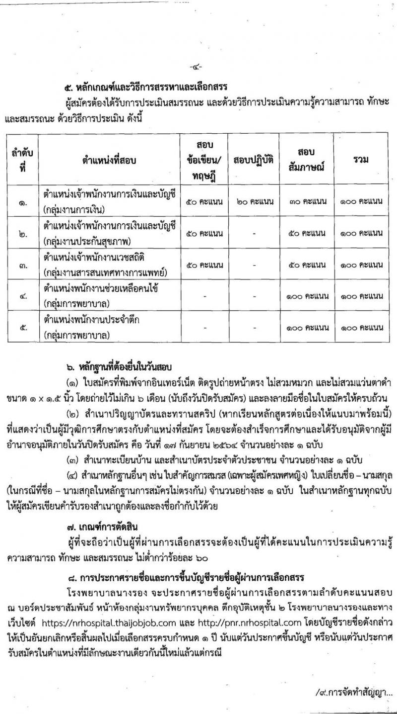 โรงพยาบาลนางรอง รับสมัครบุคคลเพื่อสรรหาและเลือกสรรเป้นพนักงานกระทรวงสาธารณสุขทั่วไป จำนวน 4 ตำแหน่ง 7 อัตรา (วุฒิ ม.ต้น ม.ปลาย ปวส.) รับสมัครทางอินเทอร์เน็ต ตั้งแต่วันที่ 6-17 ก.ย. 2564