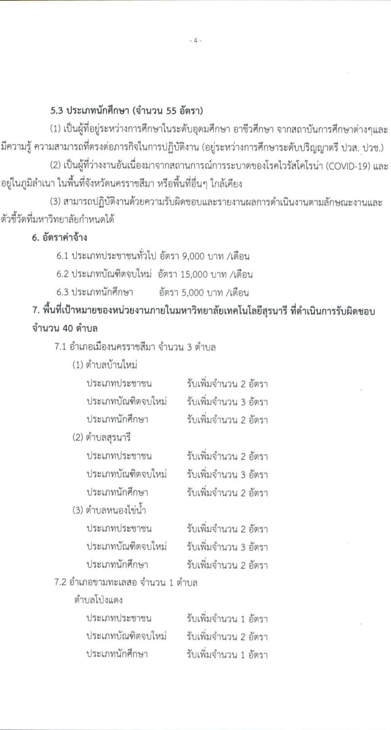 มหาวิทยาลัยเทคโนโลยีสุรนารี รับสมัครบุคคลเพื่อจ้างเหมาบริการ จำนวน 226 อัตรา (ประชาชนทั่วไป, นักศึกษา, บันฑิตจบใหม่) รับสมัครสอบตั้งแต่บัดนี้ ถึง 21 ก.ย. 2564