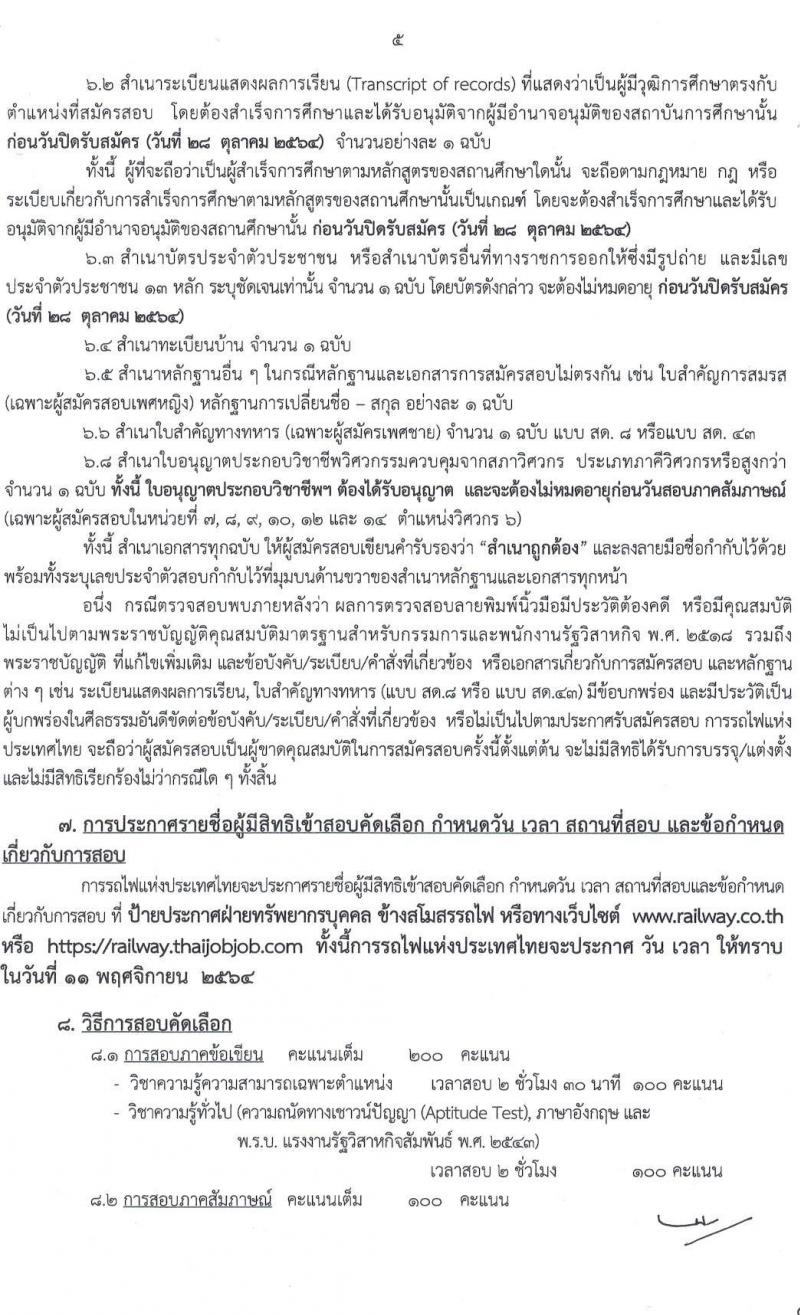 การรถไฟแห่งประเทศไทย รับสมัครสอบคัดเลือกบุคคล เพื่อเข้าทำงานในการรถไฟแห่งประเทศไทย รับสมัครสอบคัดเลือกบุคคลเข้าทำงาน จำนวน 480 อัตรา (วุฒิ ม.ต้น ปวช. ปวส. ป.ตรี) รับสมัครสอบทางอินเทอร์เน็ต ตั้งแต่วันที่ 15-28 ต.ค. 2564