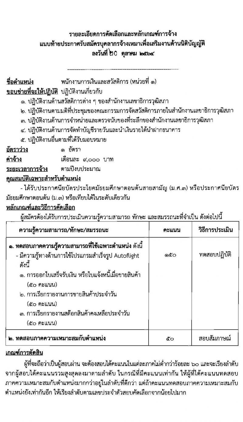 สำนักงานเลขาธิการวุฒิสภา รับสมัครบุคลากรจ้างเหมาเพื่อเสริมงานด้านนิติบัญญัติ จำนวน 4 ตำแหน่ง 11 อัตรา (วุฒิ ม.3 ม.ศ.3 ปวช. ปวท. ปวส.) รับสมัครตั้งแต่วันที่ 25 ต.ค. – 12 พ.ย. 2564