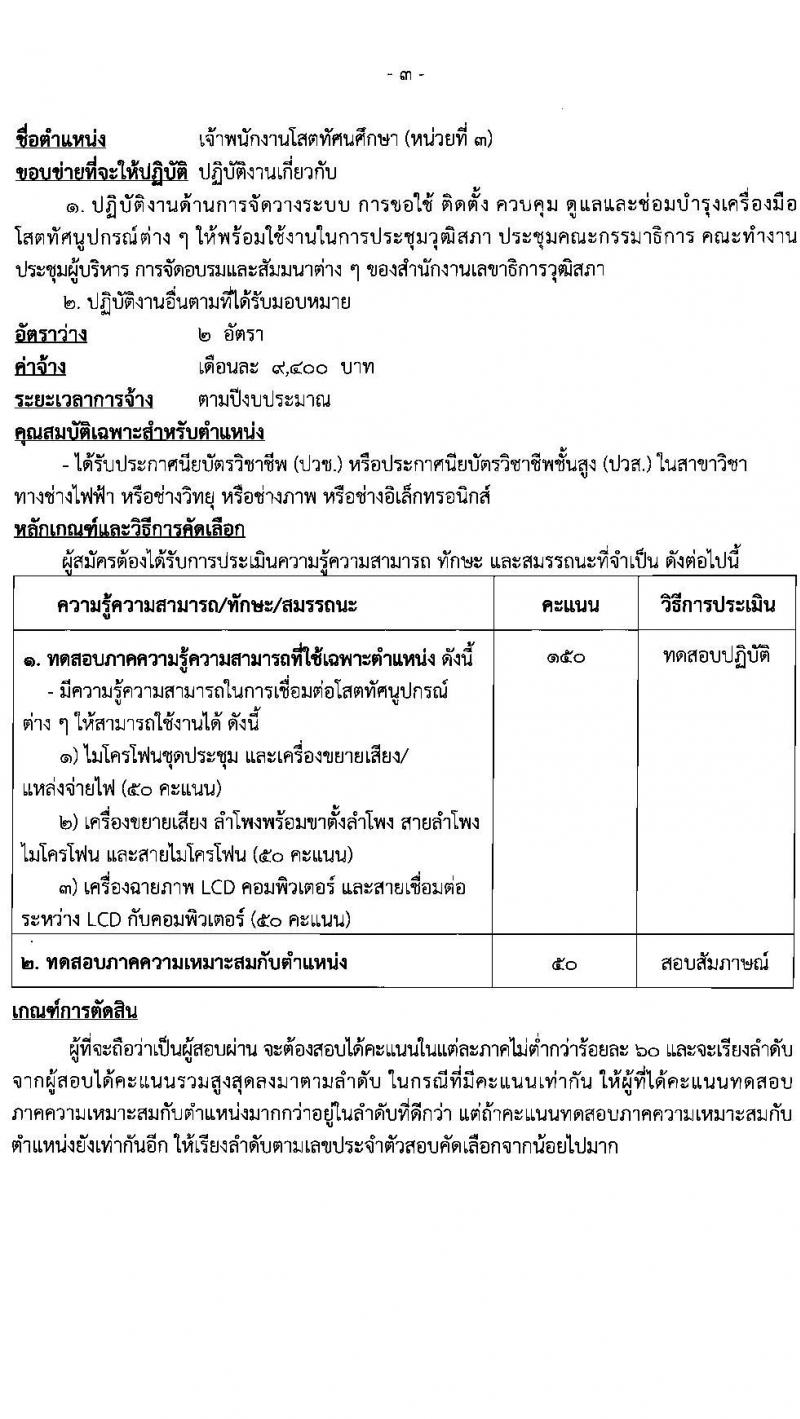 สำนักงานเลขาธิการวุฒิสภา รับสมัครบุคลากรจ้างเหมาเพื่อเสริมงานด้านนิติบัญญัติ จำนวน 4 ตำแหน่ง 11 อัตรา (วุฒิ ม.3 ม.ศ.3 ปวช. ปวท. ปวส.) รับสมัครตั้งแต่วันที่ 25 ต.ค. – 12 พ.ย. 2564