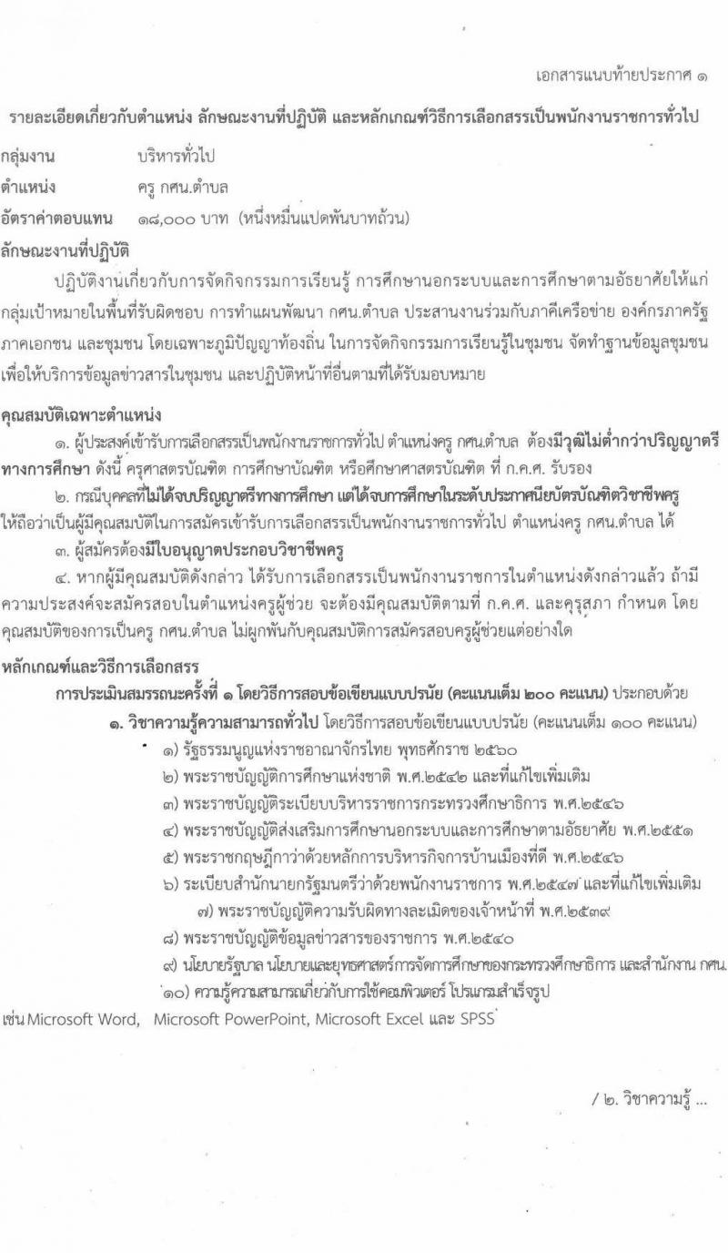 กศน.จังหวัดศรีสะเกษ รับสมัครบุคคลเพื่อสรรหาและเลือกสรรเป็นพนักงานราชการทั่วไป ตำแหน่ง 26 อัตรา (วุฒิ ป.ตรี) รับสมัครสอบตั้งแต่วันที่ 15-19 พ.ย. 2564