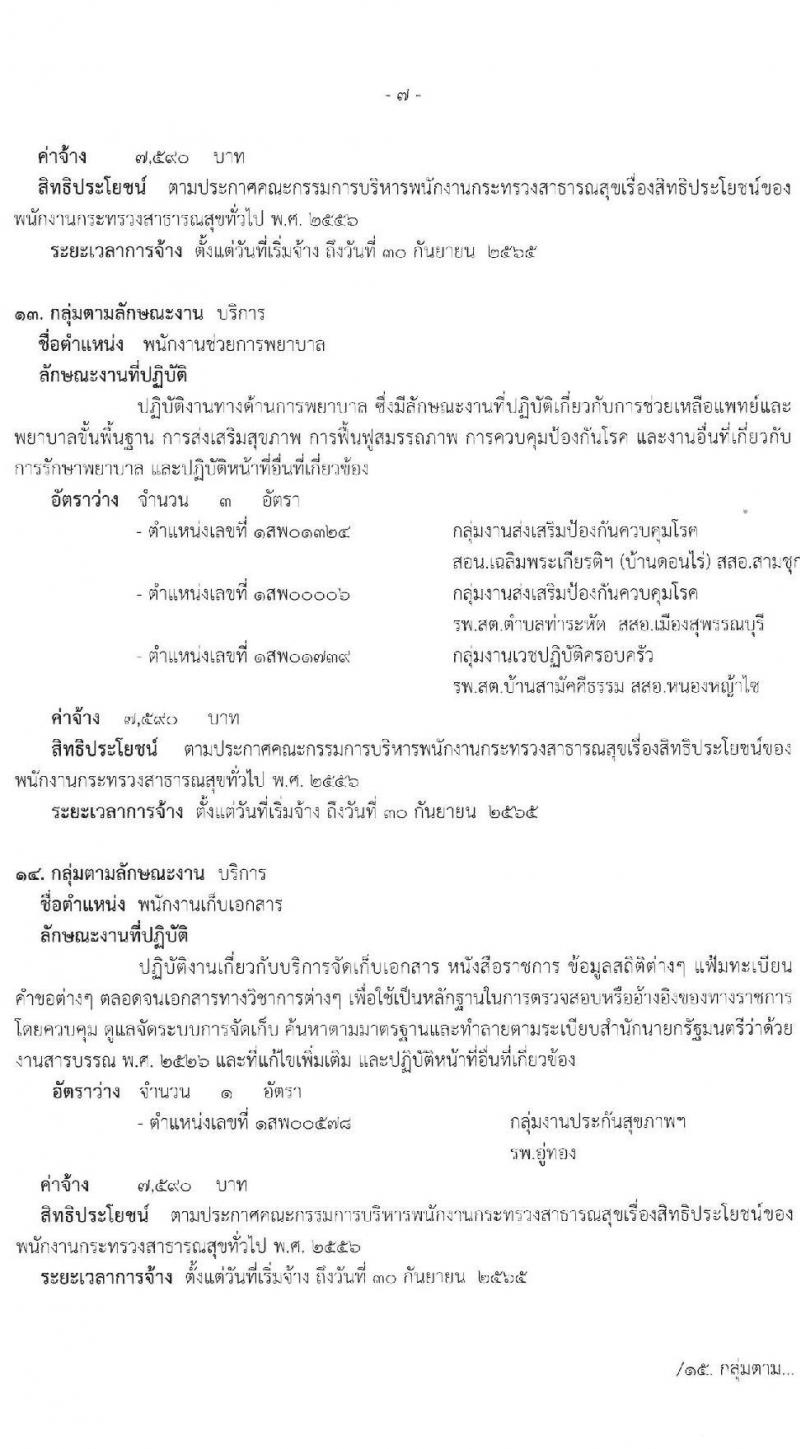สำนักงานสาธารณสุขจังหวัดสุพรรณบุรี รับสมัครบุคคลเพื่อสรรหาและเลือกสรรเป็นพนักงานกระทรวงสาธารณสุขทั่วไป จำนวน 17 ตำแหน่ง 42 อัตรา (วุฒิ ม.ต้น ม.ปลาย ปวช. ปวส. ป.ตรี) รับสมัครสอบตั้งแต่วันที่ 22-26 พ.ย. 2564