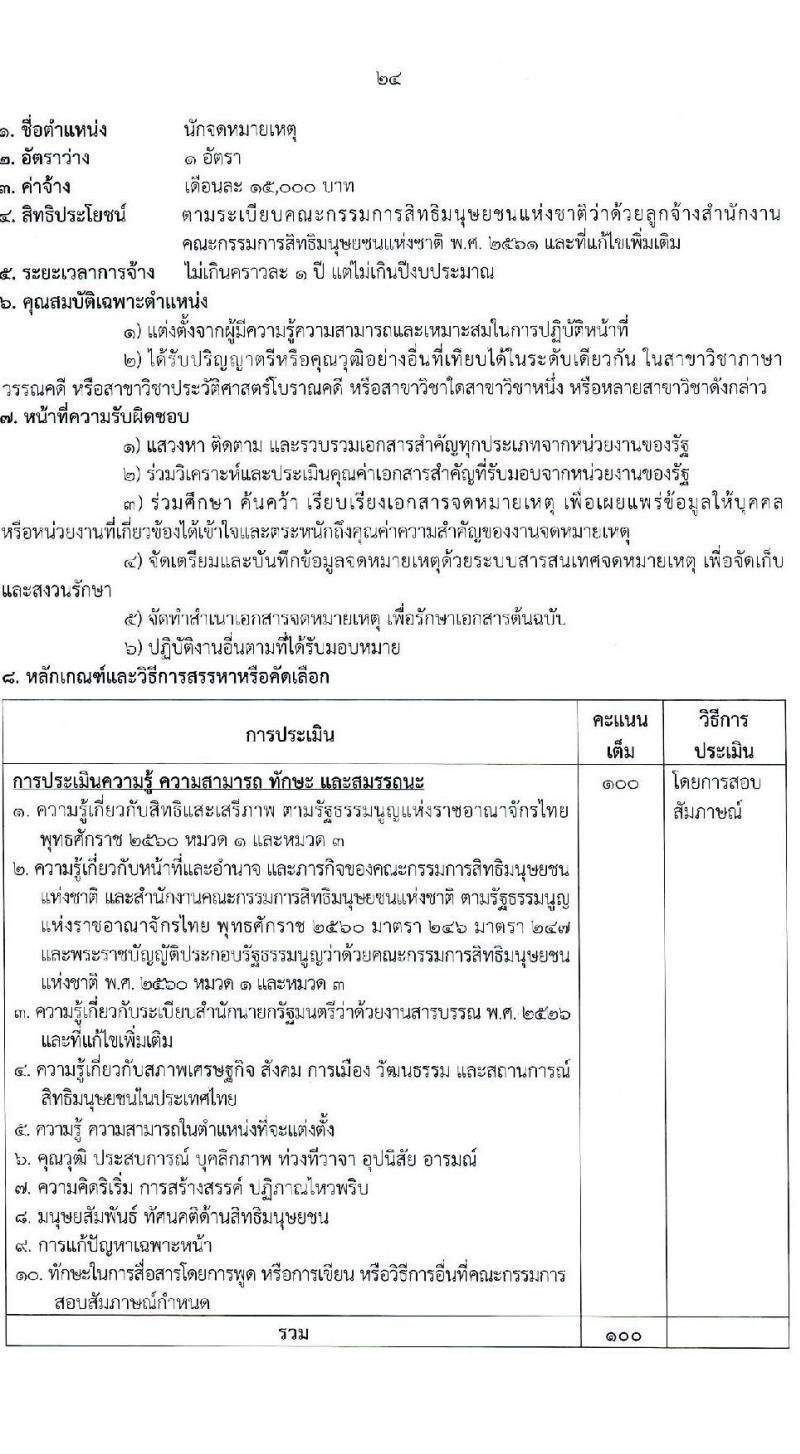 สำนักงานคณะกรรมการสิทธิมนุษยชนแห่งชาติ รับสมัครบุคคลเพื่อสรรหาหรือคัดเลือกเป็นลูกจ้าง จำนวน 13 ตำแหน่ง ครั้งแรก 55 อัตรา (บางตำแหน่งไม่ใช้วุฒิ, วุฒิ ปวช. ป.ตรี) รับสมัครสอบด้วยตนเอง หรือทางไปรษณีย์ ตั้งแต่วันที่ 13-21 ธ.ค. 2564