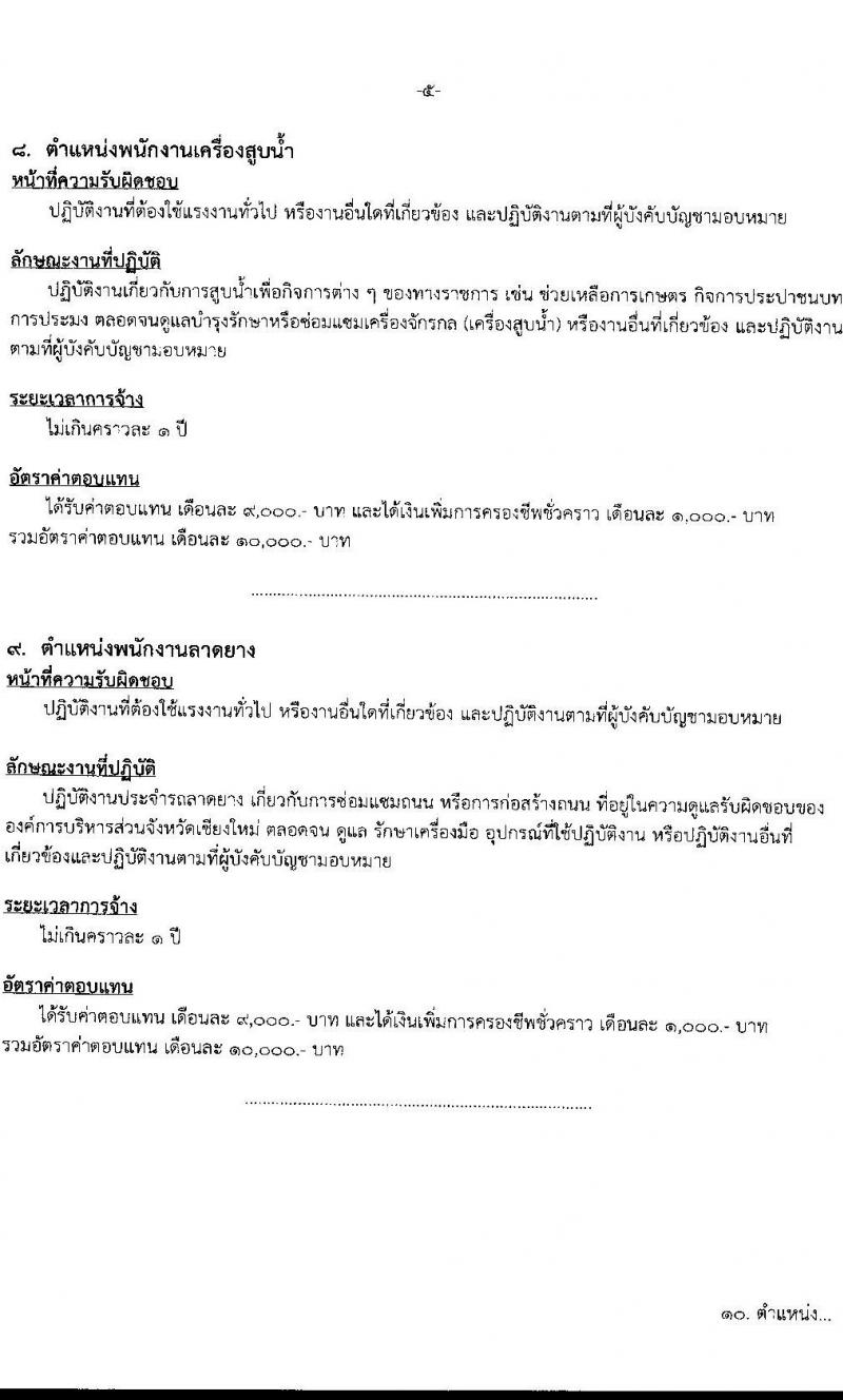 องค์การบริหารส่วนจังหวัดเชียงใหม่ รับสมัครสรรหาและเลือกสรรบุคคลทั่วไป เพื่อจ้างเป็นพนักงานจ้าง จำนวน 13 ตำแหน่ง 61 อัตรา (ไม่ต้องใช้วุฒิ) รับสมัครสอบตั้งแต่วันที่ 15-24 ธ.ค. 2564