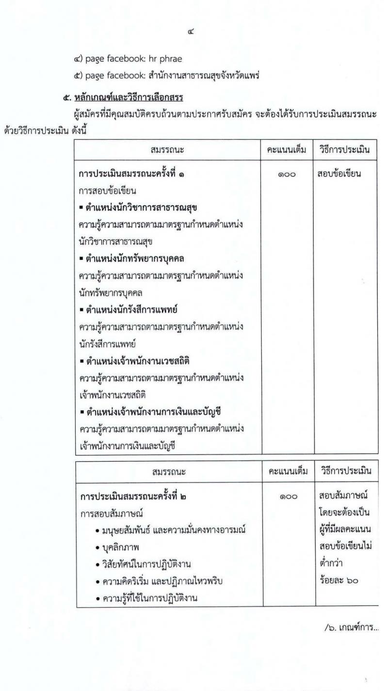 สาธารณสุขจังหัดแพร่ รับสมัครบุคคลเพื่อเลือกสรรเป็นพนักงานราชการทั่วไป จำนวน 5 ตำแหน่ง 7 อัตรา (วุฒิ ปวส. ป.ตรี) รับสมัครตั้งแต่วันที่ 20-29 ธ.ค. 2564