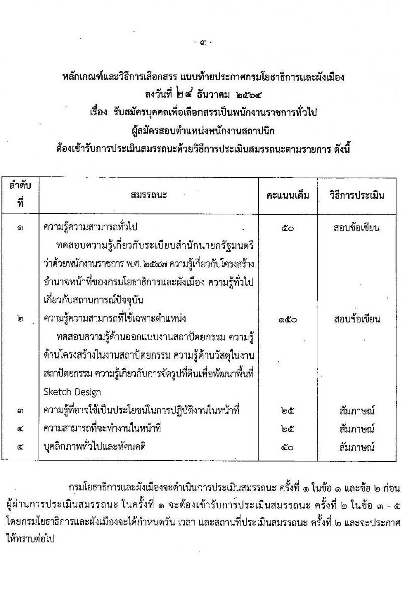 กรมโยธาธิการและผังเมือง รับสมัครบุคคลเพื่อเลือกสรรเป็นเป็นพนักงานราชการทั่วไป จำนวน 11 ตำแหน่ง ครั้งแรก 27 อัตรา (วุฒิ ปวช. ปวส. ป.ตรี) รับสมัครสอบทางอินเทอร์เน็ต ตั้งแต่วันที่ 10-19 ม.ค. 2565