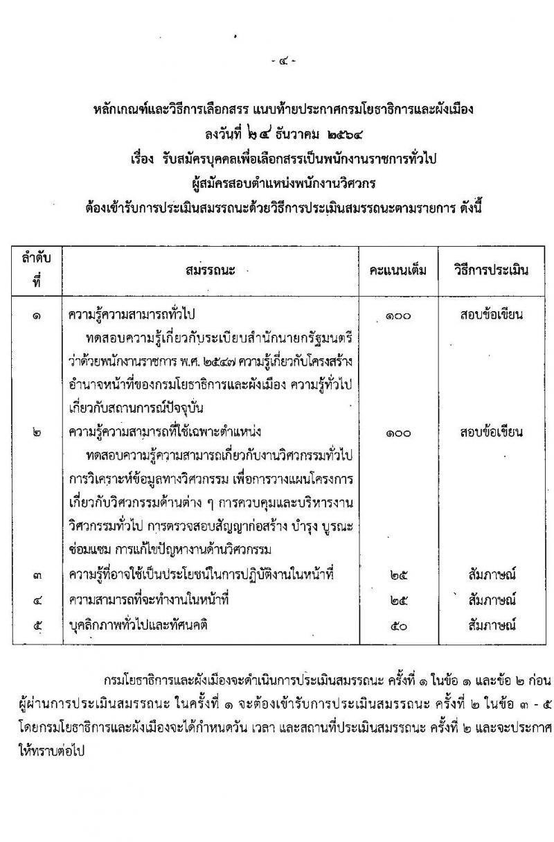 กรมโยธาธิการและผังเมือง รับสมัครบุคคลเพื่อเลือกสรรเป็นเป็นพนักงานราชการทั่วไป จำนวน 11 ตำแหน่ง ครั้งแรก 27 อัตรา (วุฒิ ปวช. ปวส. ป.ตรี) รับสมัครสอบทางอินเทอร์เน็ต ตั้งแต่วันที่ 10-19 ม.ค. 2565