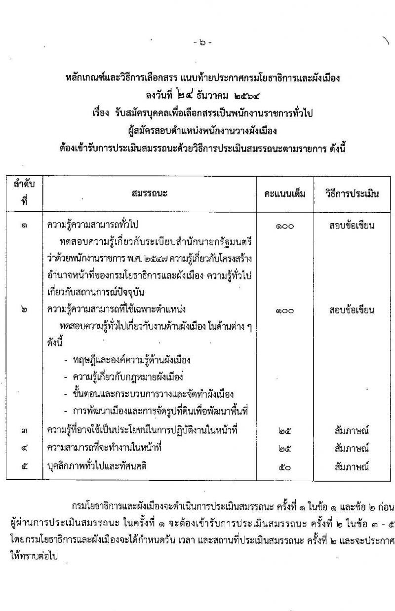 กรมโยธาธิการและผังเมือง รับสมัครบุคคลเพื่อเลือกสรรเป็นเป็นพนักงานราชการทั่วไป จำนวน 11 ตำแหน่ง ครั้งแรก 27 อัตรา (วุฒิ ปวช. ปวส. ป.ตรี) รับสมัครสอบทางอินเทอร์เน็ต ตั้งแต่วันที่ 10-19 ม.ค. 2565