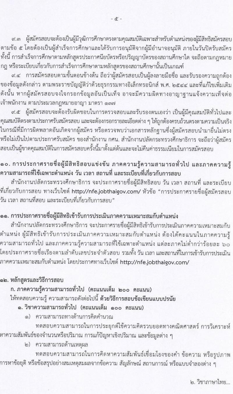 อ.ก.ค.ศ. สำนักงานปลัดกระทรวงศึกษาธิการ สังกัด กศน. รับสมัครสอบแข่งขันเพื่อบรรจุและแต่งตั้งบุคคลเข้ารับราชการ จำนวน 23 อัตรา (วุฒิ ป.ตรี ทุกสาขา) รับสมัครสอบทางอินเทอร์เน็ต ตั้งแต่วันที่ 17-31 ม.ค. 2565