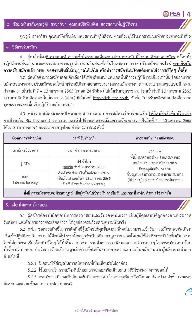 การไฟฟ้าส่วนภูมิภาค (กฟภ.) รับสมัครสอบคัดเลือกจากบุคคลภายนอกเพื่อเข้าปฏิบัติงาน จำนวน 67 อัตรา (วุฒิ ปวส. ป.ตรี) รับสมัครสอบทางอินเทอร์เน็ต ตั้งแต่วันที่ 7-13 ม.ค. 2565