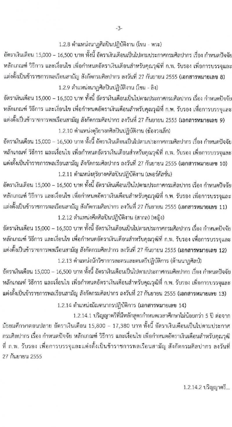 กรมศิลปากร รับสมัครคัดเลือกบุคคลเพื่อบรรจุเข้ารับราชการ ครั้งที่ 1/2565 จำนวน 15 ตำแหน่ง ครั้งแรก 18 อัตรา (วุฒิ ปวส. ป.ตรี) รับสมัครสอบทางอินเทอร์เน็ต ตั้งแต่วันที่ 7-20 ม.ค. 2565
