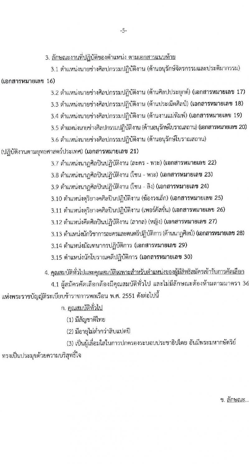 กรมศิลปากร รับสมัครคัดเลือกบุคคลเพื่อบรรจุเข้ารับราชการ ครั้งที่ 1/2565 จำนวน 15 ตำแหน่ง ครั้งแรก 18 อัตรา (วุฒิ ปวส. ป.ตรี) รับสมัครสอบทางอินเทอร์เน็ต ตั้งแต่วันที่ 7-20 ม.ค. 2565