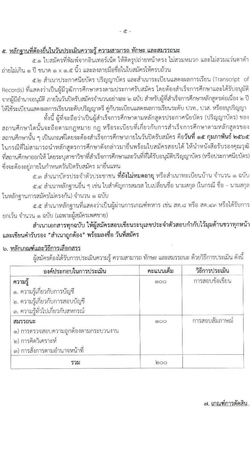 กรมตรวจบัญชีสหกรณ์ รับสมัครบุคคลเพื่อเลือกสรรเป็นพนักงานราชการทั่วไป ตำแหน่ง นักวิชาการตรวจสอบบัญชี จำนวน 4 อัตรา (วุฒิ ป.ตรี) รับสมัครสอบทางอินเทอร์เน็ต ตั้งแต่วันที่ 7-15 ก.พ. 2565