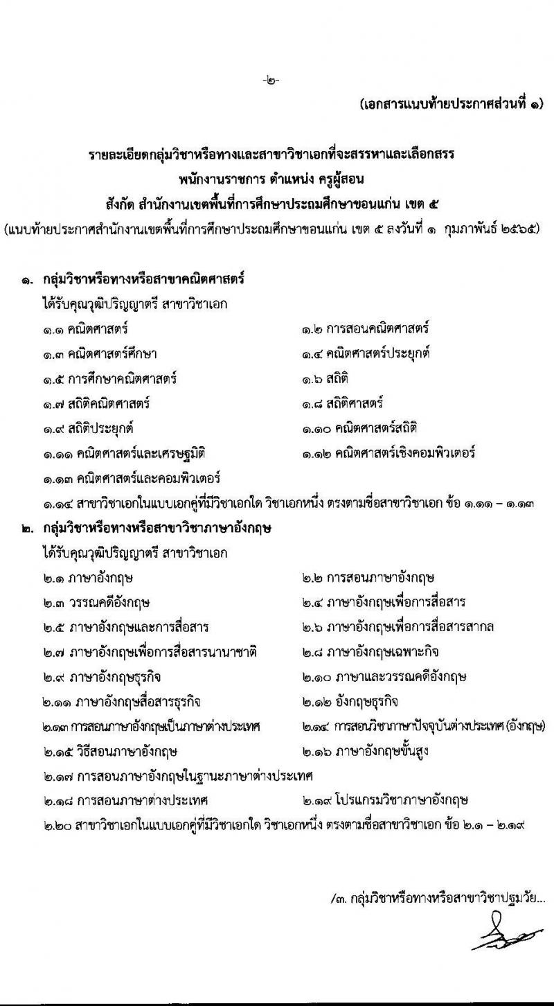 สำนักงานเขตพื้นที่การศึกษาประถมศึกษาขอนแก่น เขต 5 รับสมัครบุคคลเพื่อสรรหาและเลือกสรรเป็นพนักงานราชการ จำนวน 13 อัตรา (วุฒิ ป.ตรี ทางการศึกษา) รับสมัครสอบตั้งแต่วันที่ 8-14 ก.พ. 2565