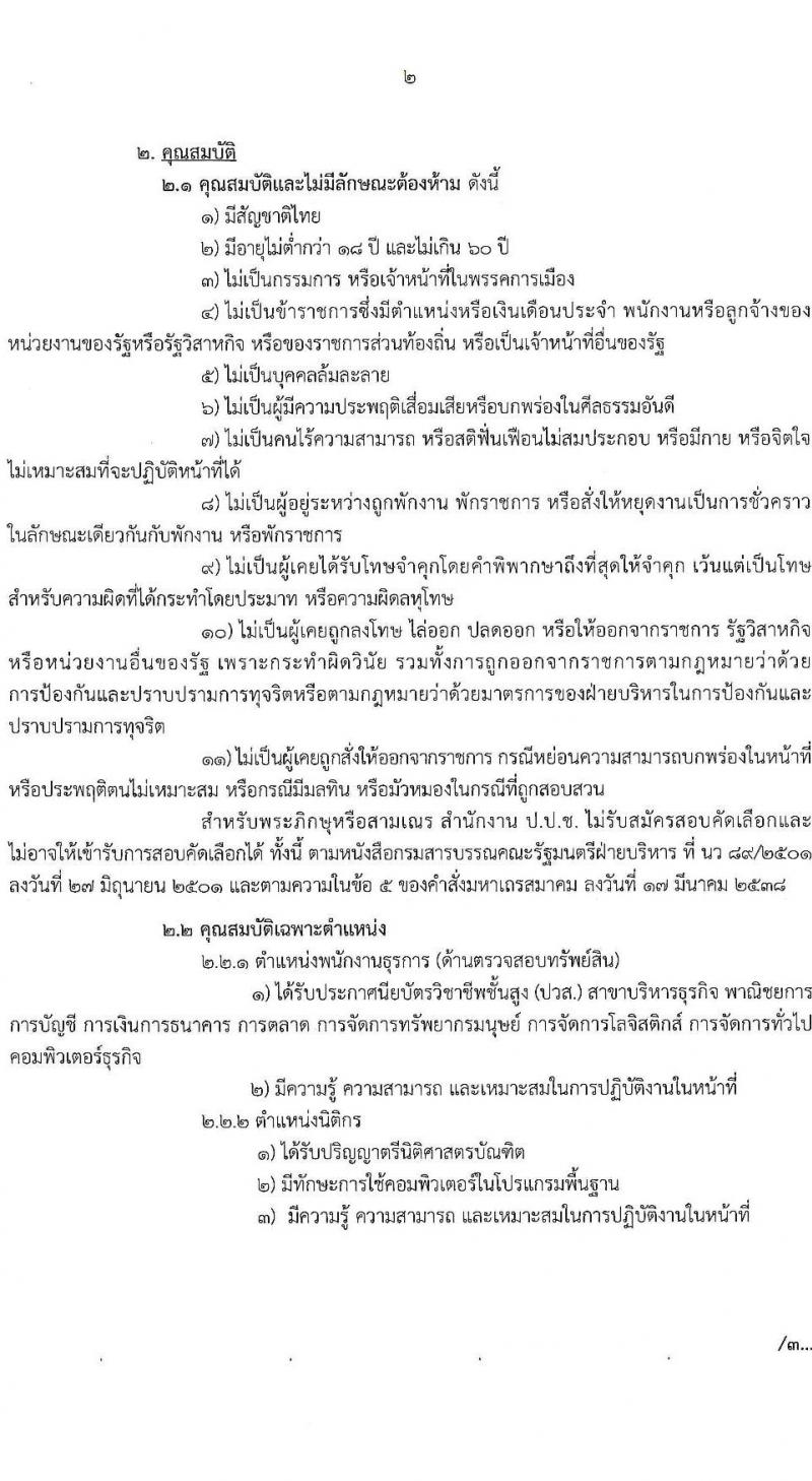 สำนักงาน ป.ป.ช. ประจำจังหวัดร้อยเอ็ด รับสมัครสอบคัดเลือกบุคคลเพื่อจ้างเป็นลูกจ้างตามสัญญาจ้าง รับสมัครคัดเลือกเพื่อบรรจุและแต่งตั้งบุคคลเข้ารับราชการ จำนวน 2 ตำแหน่ง 3 อัตรา (วุฒิ ปวส. ป.ตรี) รับสมัครสอบตั้งแต่วันที่ 14-21 ก.พ. 2565