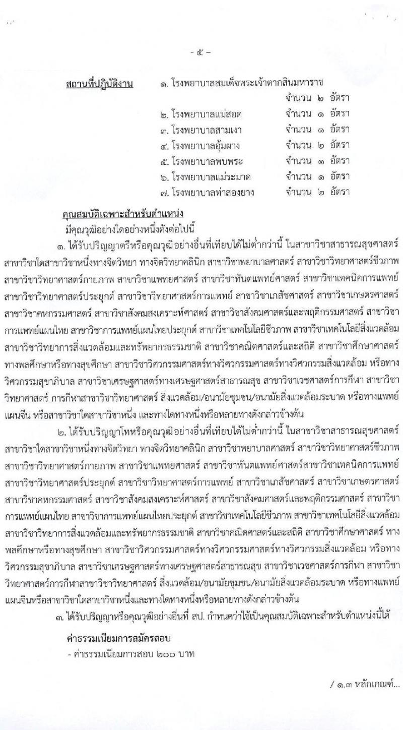 สาธารณสุขจังหวัดตาก รับสมัครบุคคลเพื่อเลือกสรรเป็นพนักงานราชการเฉพาะกิจ จำนวน 4 ตำแหน่ง 25 อัตรา (วุฒิ ป.ตรี ป.โท) รับสมัครสอบตั้งแต่วันที่ 21-25 ก.พ. 2565