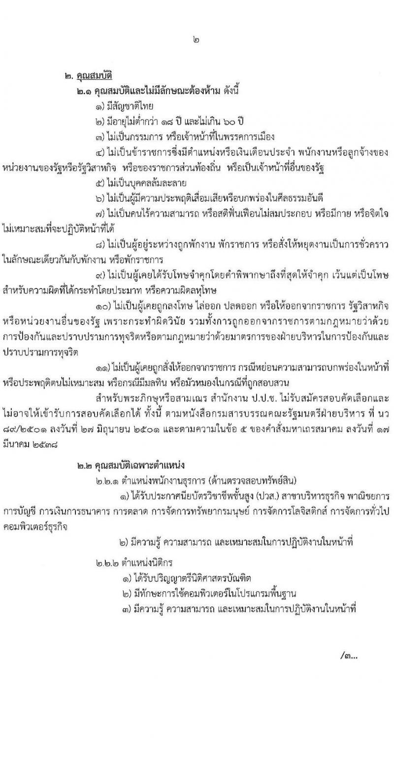 ป.ป.ช. ประจำจังหวัดชลบุรี รับสมัครสอบคัดเลือกบุคคลเพื่อจ้าง จำนวน 2 ตำแหน่ง 7 อัตรา (วุฒิ ปวส. ป.ตรี) รับสมัครสสอบตั้งแต่วันที่ 15-24 ก.พ. 2565