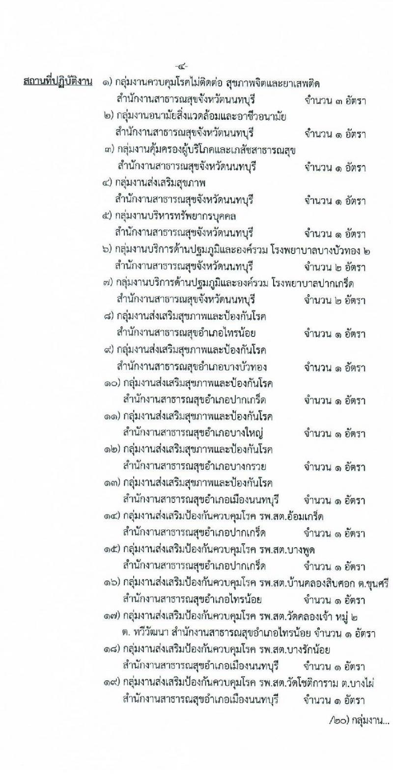 สำนักงานสาธารณสุขจังหวัดนนทบุรี รับสมัครบุคคลเพื่อเลือกสรรเป็นพนักงานราชการเฉพาะกิจ จำนวน 3 ตำแหน่ง 61 อัตรา (วุฒิ ป.ตรี) รับสมัครสอบตั้งแต่วันที่ 22-25 ก.พ. 2565