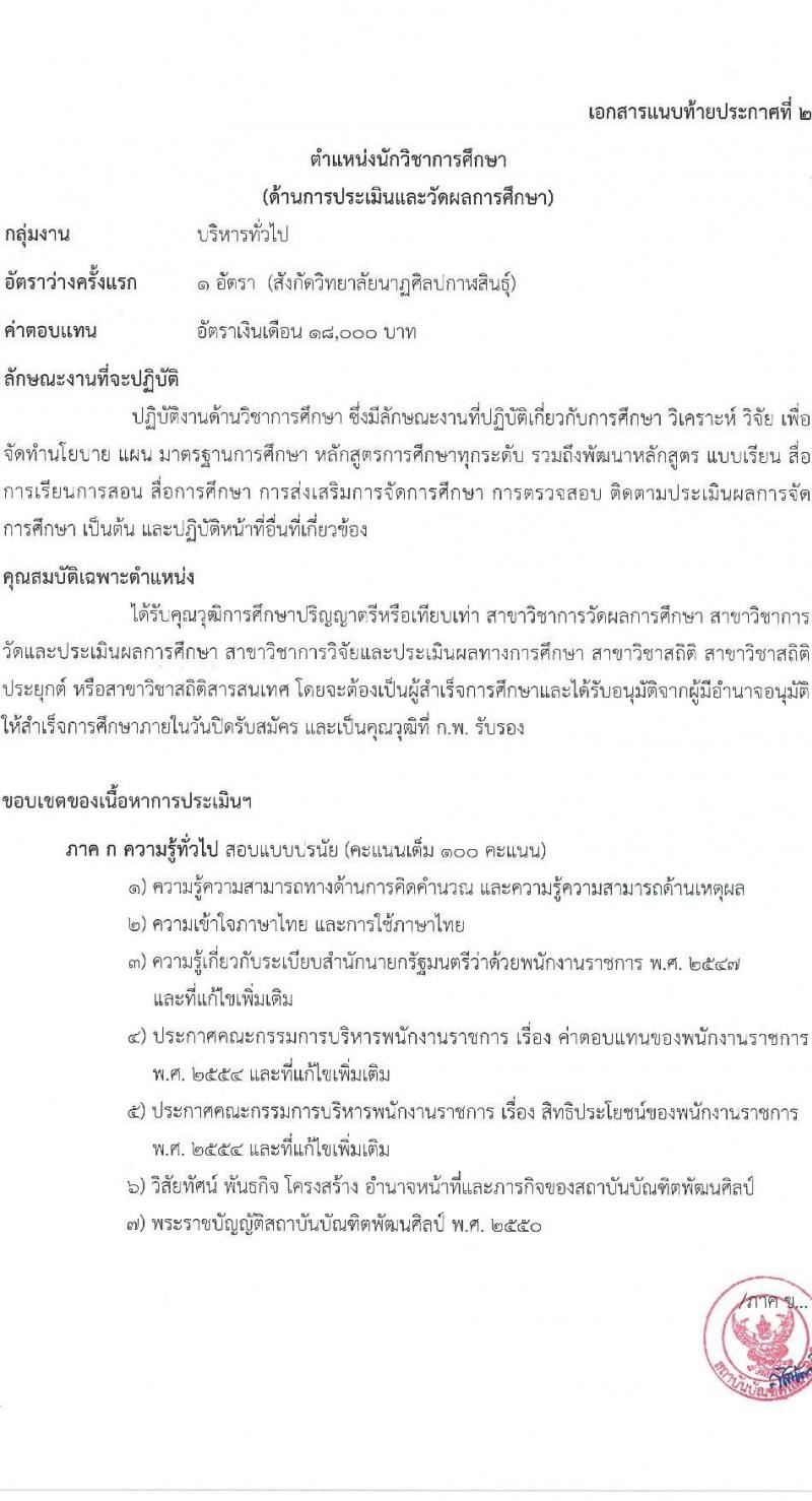 สถาบันบัณฑิตพัฒนศิลป์ รับสมัครบุคคลเพื่อเลือกสรรเป็นพนักงานราชการทั่วไป จำนวน 5 กลุ่มงาน 6 อัตรา (วุฒิ ป.ตรี) รับสมัครสอบทางอินเทอร์เน็ต ตั้งแต่วันที่ 15 ก.พ. – 1 มี.ค. 2565