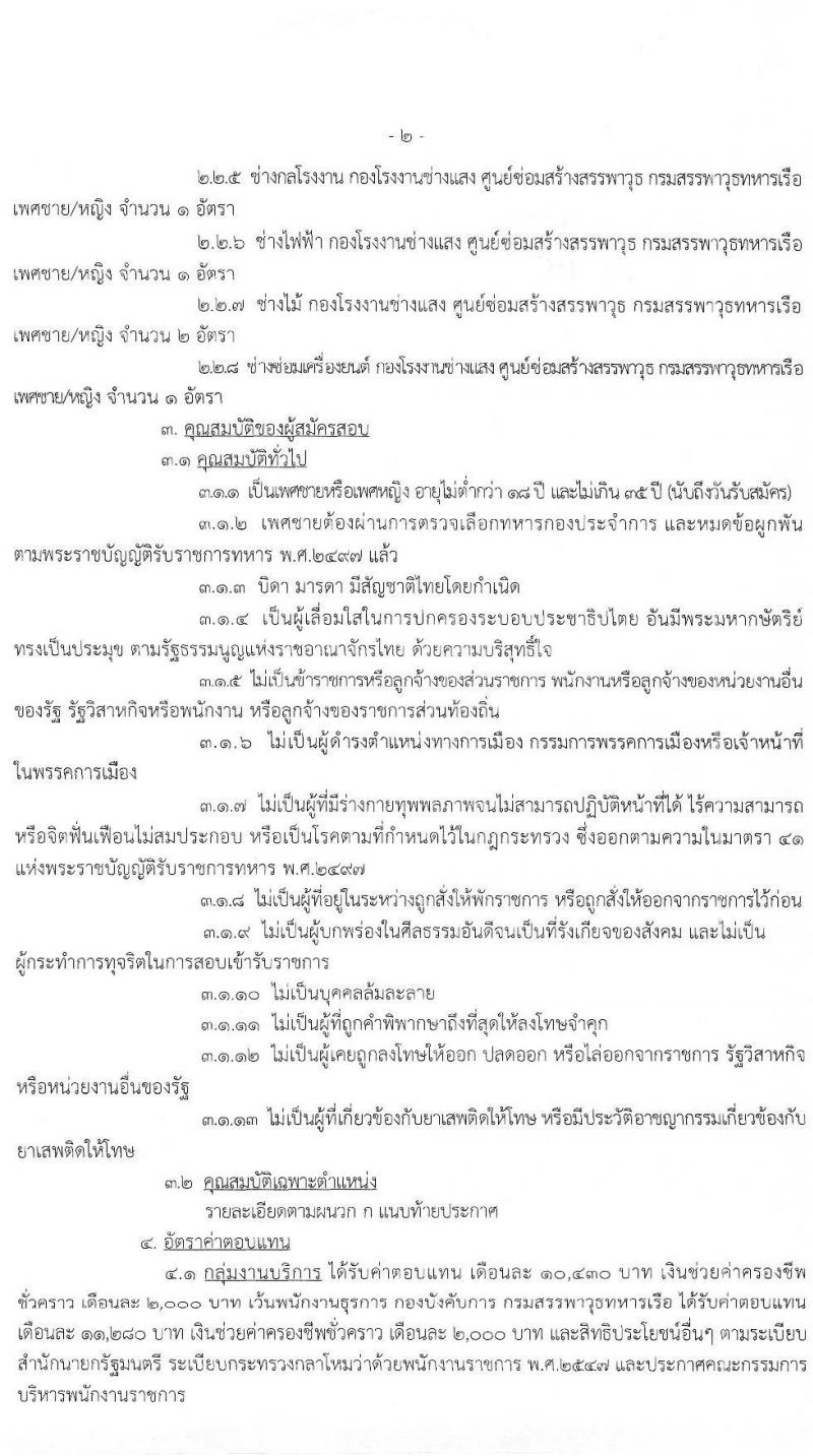 กรมสรรพาวุธทหารเรือ รับสมัครบุคคลพลเรือนเพื่อเลือกสรรเป็นพนักงานราชการ จำนวน 16 ตำแหน่ง 34 อัตรา (วุฒิ ม.3 ปวช. ปวท. ปวส.) รับสมัครสอบตั้งแต่วันที่ 21 ก.พ. – 1 มี.ค. 2565