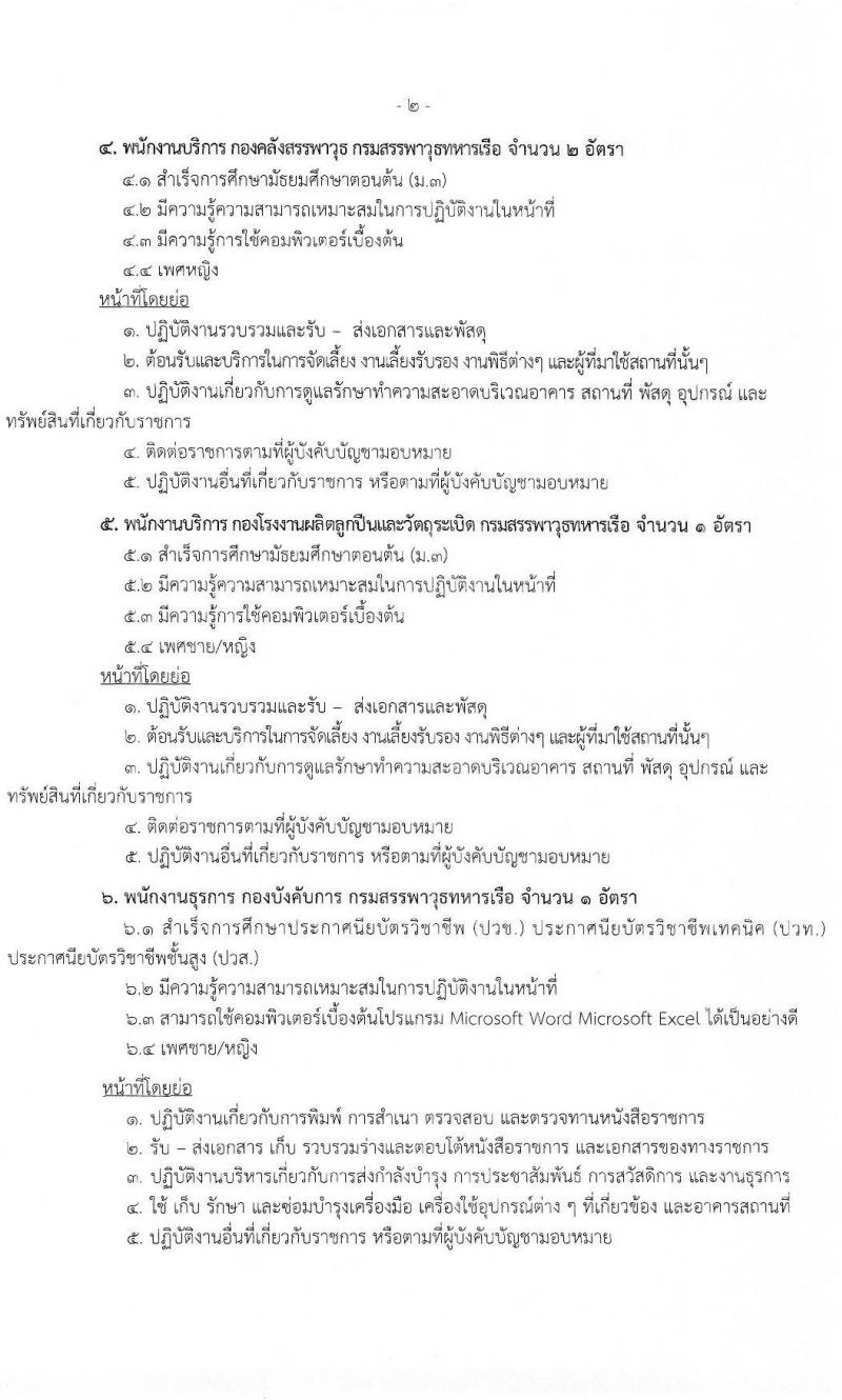กรมสรรพาวุธทหารเรือ รับสมัครบุคคลพลเรือนเพื่อเลือกสรรเป็นพนักงานราชการ จำนวน 16 ตำแหน่ง 34 อัตรา (วุฒิ ม.3 ปวช. ปวท. ปวส.) รับสมัครสอบตั้งแต่วันที่ 21 ก.พ. – 1 มี.ค. 2565