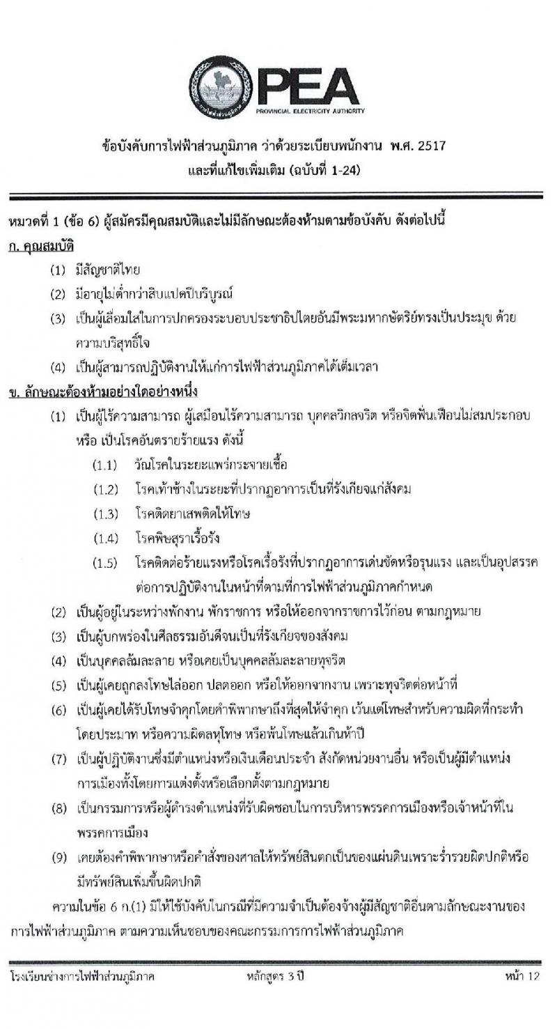 โรงเรียนช่างการไฟฟ้าส่วนภูมิภาค รับสมัครคัดเลือกบุคคลเข้าศึกษา จำนวน 110 อัตรา (วุฒิ ม.3) รับสมัครสอบทางอินเทอร์เน็ต ตั้งแต่วันที่ 4-14 มี.ค. 2565