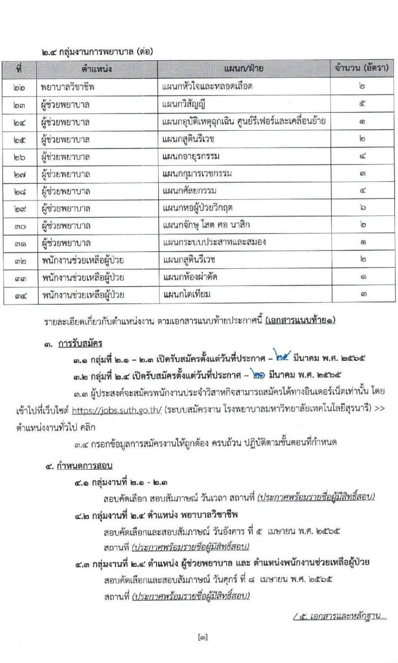 โรงพยาบาลมหาวิทยาลัยเทคโนโลยีสุรนารี รับสมัครบุคคลเข้าทำงาน จำนวน 34 ตำแหน่ง 94 อัตรา (วุฒิ ม.ต้น ม.ปลาย ปวส. ป.ตรี) รับสมัครสอบออนไลน์ ตั้งแต่วันที่ประกาศ ถึง 25 มี.ค. 2565