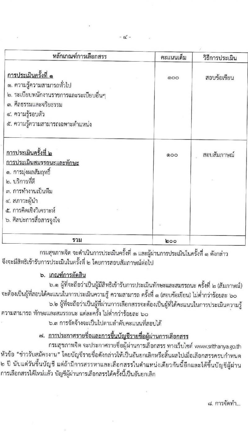 กรมสุขภาพจิต รับสมัครบุคคลเพื่อเลือกสรรเป็นพนักงานราชการทั่วไป จำนวน 4 ตำแหน่ง 10 อัตรา (วุฒิ ม.ต้น ม.ปลาย ปวส. ป.ตรี) รับสมัครสอบตั้งแต่วันที่ 25 เม.ย. – 6 พ.ค. 2565