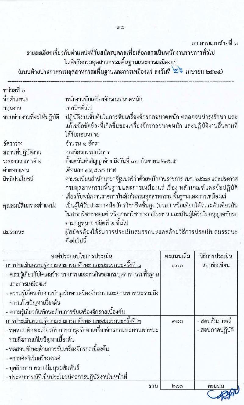 กรมอุตสาหกรรมพื้นฐานและการเหมืองแร่ รับสมัครบุคคลเพื่อเลือกสรรเป็นพนักงานราชการทั่วไป จำนวน 7 ตำแหน่ง 9 อัตรา (วุฒิ ปวส. ป.ตรี) รับสมัครสอบทางอินเทอร์เน็ต ตั้งแต่วันที่ 3-28 พ.ค. 2565