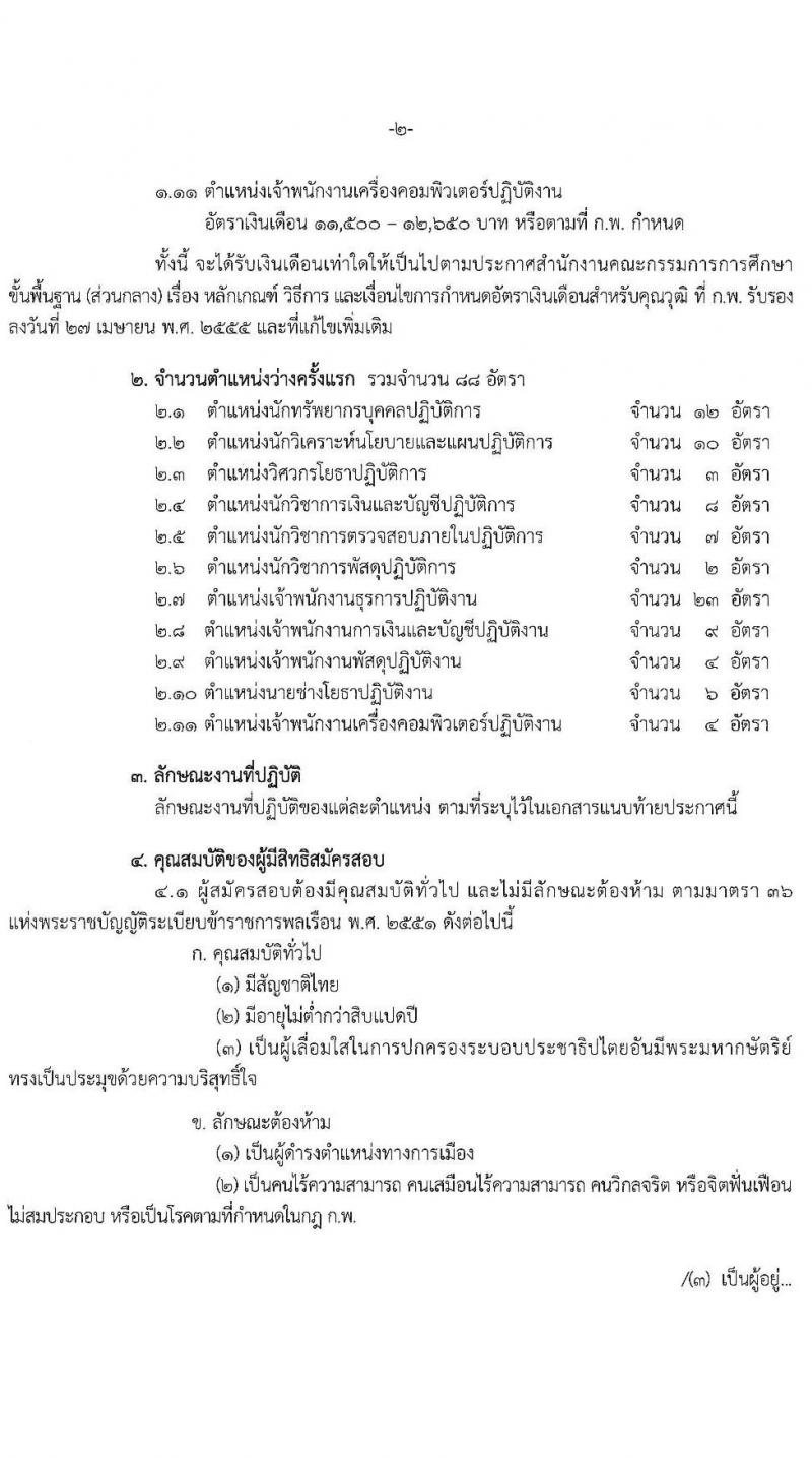 สำนักงานคณะกรรมการการศึกษาขั้นพื้นฐาน รับสมัครสอบแข่งขันเพื่อบรรจุและแต่งตั้งบุคคลเข้ารับราชการ จำนวน 11 ตำแหน่ง ครั้งแรก 88 อัตรา (วุฒิ ปวส. ป.ตรี) รับสมัครสอบทางอินเทอร์เน็ต ตั้งแต่วันที่ 11 พ.ค. – 2 มิ.ย. 2565